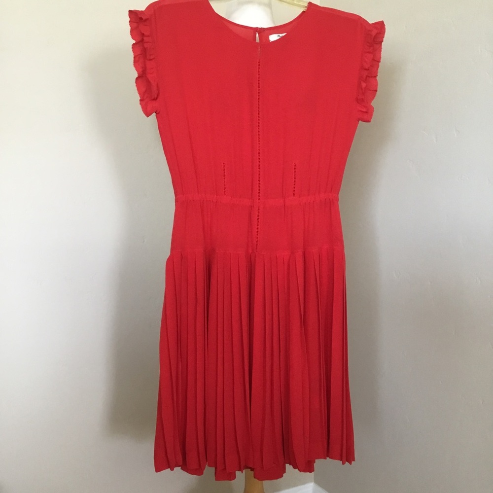 Madewell Dress Red Silk Drop-Pleat Size 0